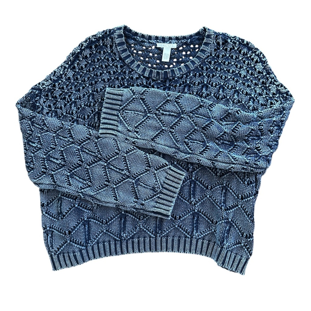 Full Tilt blue Crew Neck Sweater with Chunky Knit